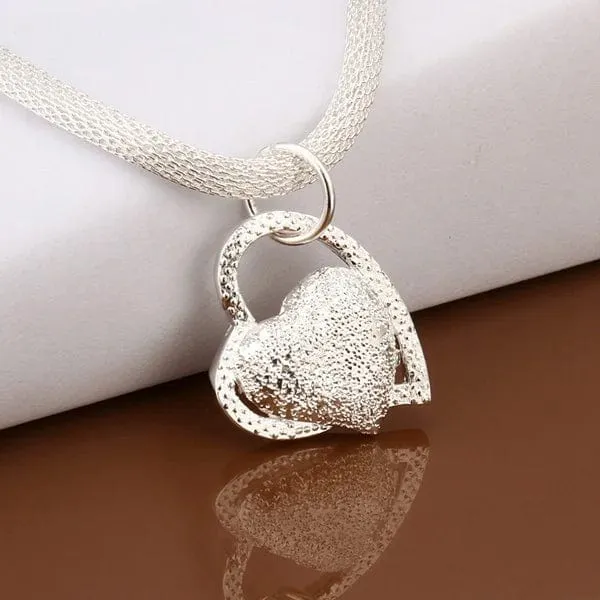 925 Sterling Silber Halskette Wunderschöner Charme Mode Herz Hochzeit Dame Liebe für Frauen Edler Luxus 18 Zoll 45cm Schmuck