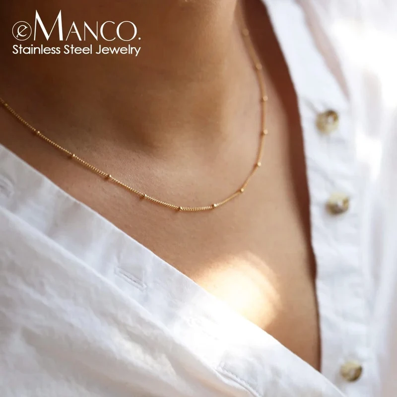 EManco Gold Farbe Edelstahl 316 Kette Choker Halskette Frauen Kette Halskette Sets für Frauen geschenk