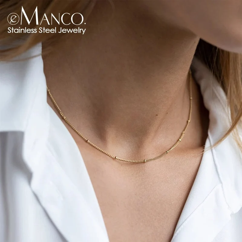 EManco Gold Farbe Edelstahl 316 Kette Choker Halskette Frauen Kette Halskette Sets für Frauen geschenk