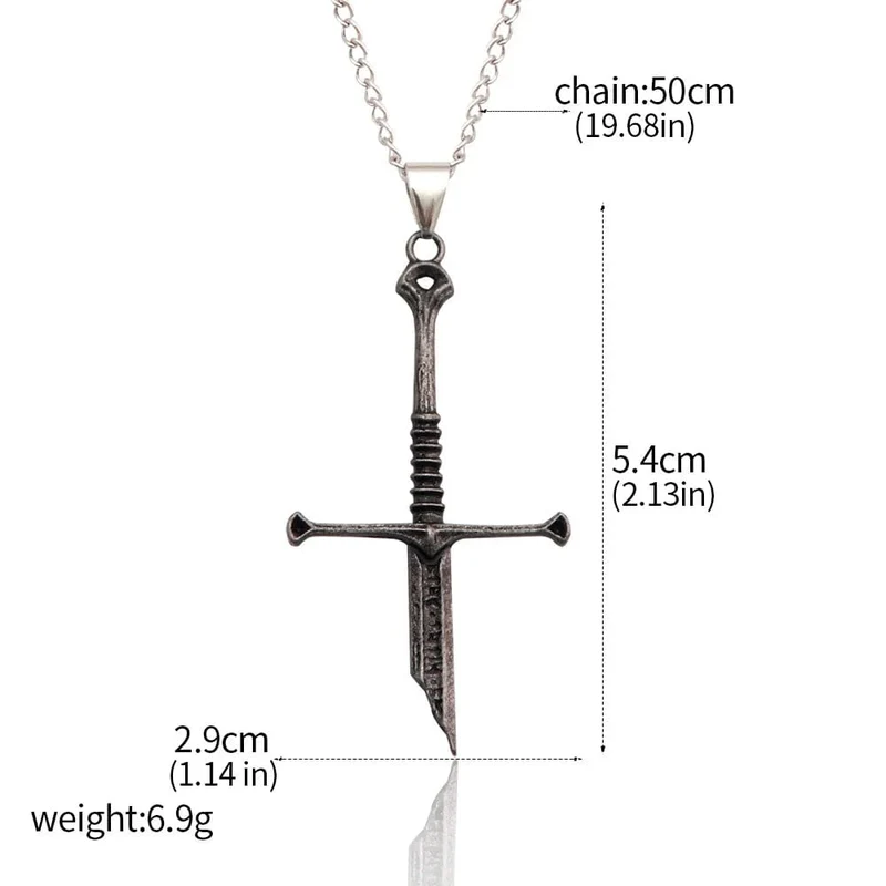 Vintage Narsil Broken Sword Halskette für Männer Frauen Moveis Schmuck Cosplay Cool Punk Schwert Anhänger Halskette Geschenk