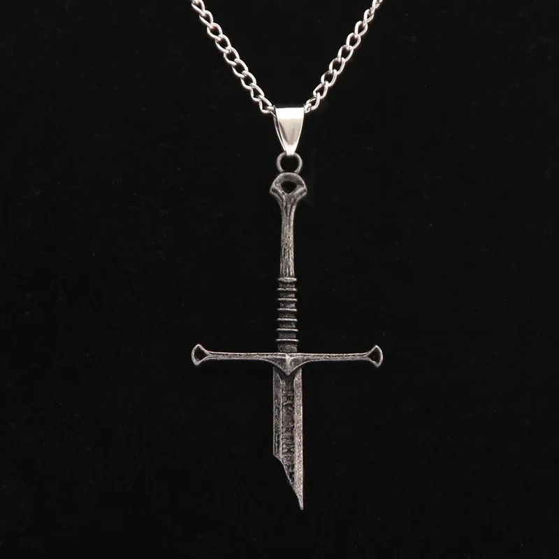 Vintage Narsil Broken Sword Halskette für Männer Frauen Moveis Schmuck Cosplay Cool Punk Schwert Anhänger Halskette Geschenk