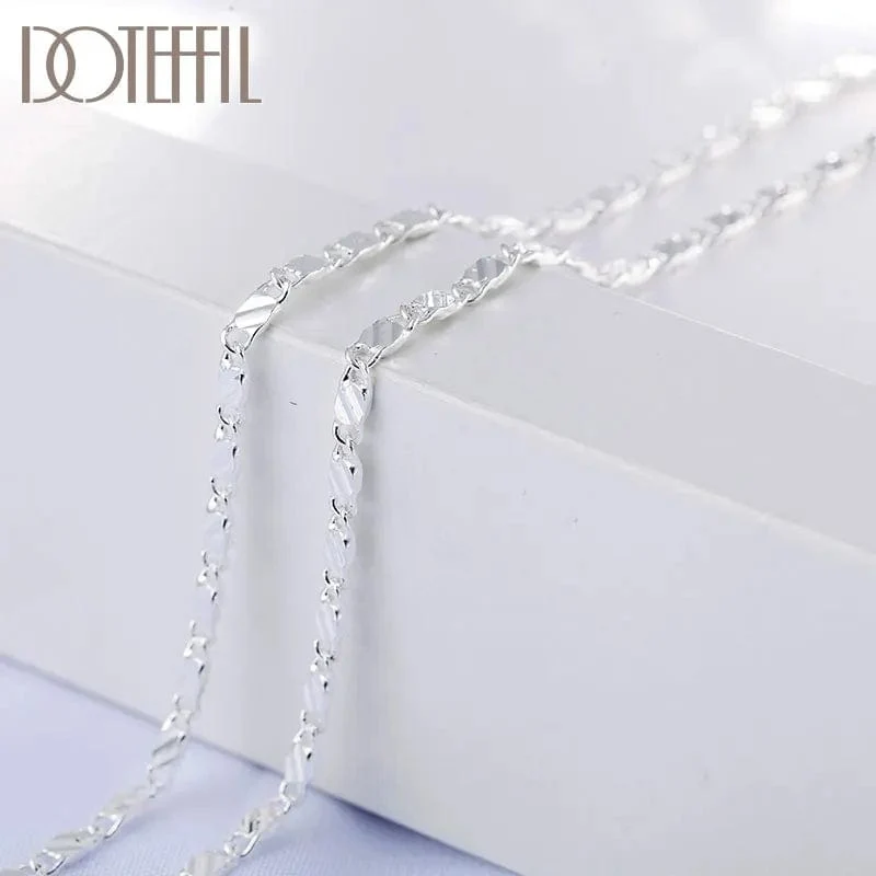 DOTEFFIL 925 Sterling Silber 16/18/20/22/24/26/28/30 Zoll 2mm Charme Kette Halskette Für Frauen Mann Mode Hochzeit Partei Schmuck