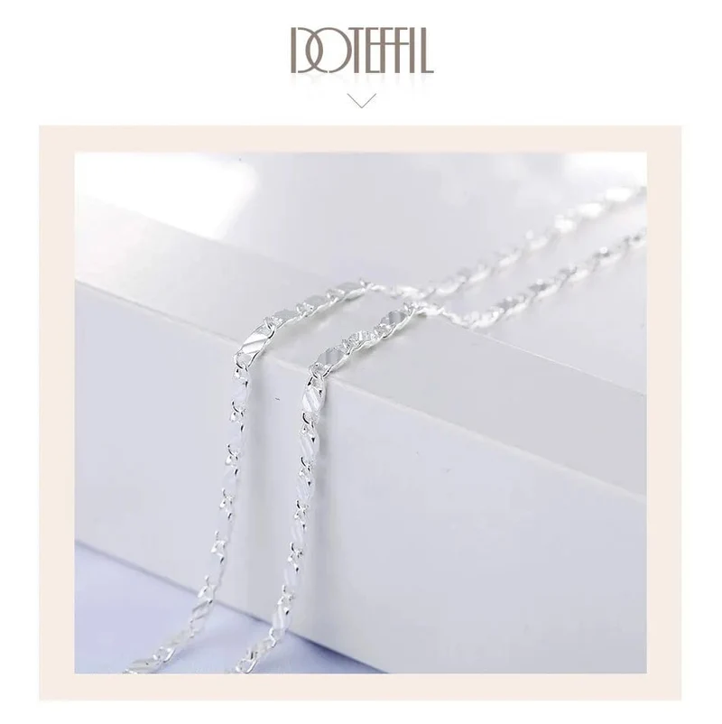 DOTEFFIL 925 Sterling Silber 16/18/20/22/24/26/28/30 Zoll 2mm Charme Kette Halskette Für Frauen Mann Mode Hochzeit Partei Schmuck