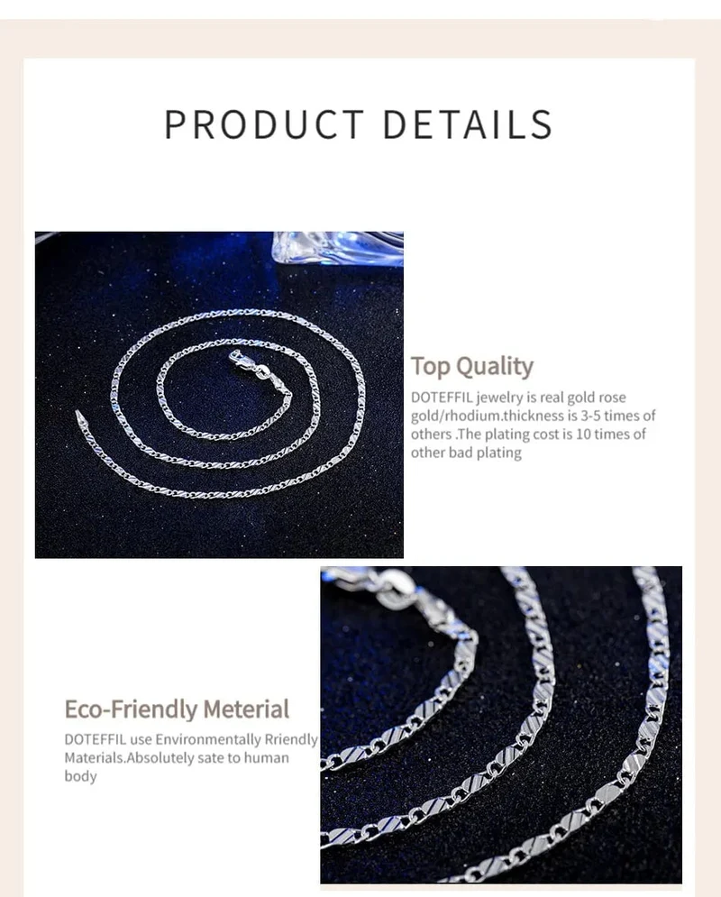 DOTEFFIL 925 Sterling Silber 16/18/20/22/24/26/28/30 Zoll 2mm Charme Kette Halskette Für Frauen Mann Mode Hochzeit Partei Schmuck