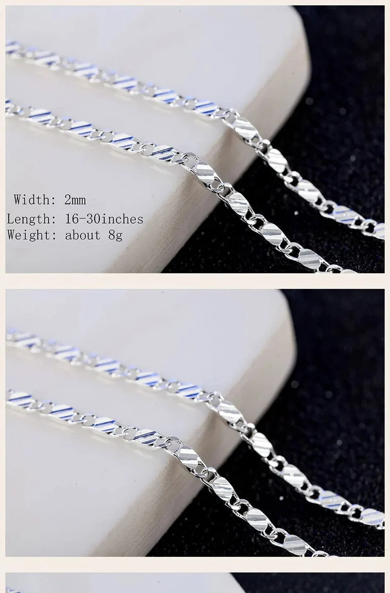 DOTEFFIL 925 Sterling Silber 16/18/20/22/24/26/28/30 Zoll 2mm Charme Kette Halskette Für Frauen Mann Mode Hochzeit Partei Schmuck