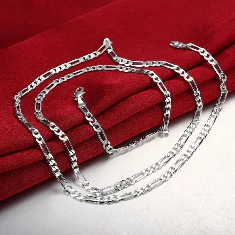 40-75cm 925 Silber 4mm Figaro Kette Halskette für Frauen Männer lange Halskette Hip Hop Schmuck Geschenk