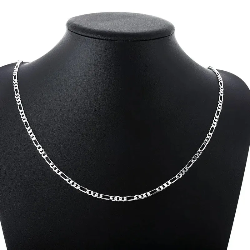 40-75cm 925 Silber 4mm Figaro Kette Halskette für Frauen Männer lange Halskette Hip Hop Schmuck Geschenk