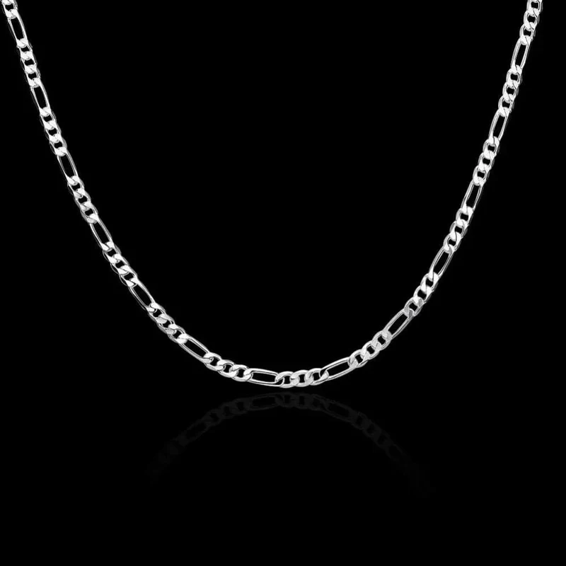 40-75cm 925 Silber 4mm Figaro Kette Halskette für Frauen Männer lange Halskette Hip Hop Schmuck Geschenk