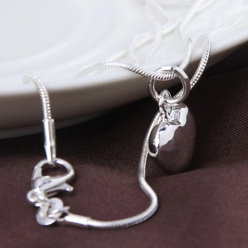 DOTEFFIL 925 Sterling Silber Massive Kleine Herz Anhänger Halskette 16-30 Zoll Schlangenkette Für Frauen Hochzeit Charm Modeschmuck