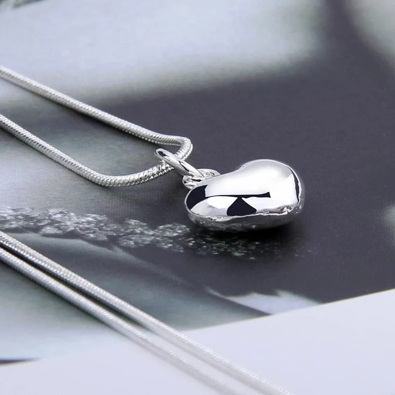 DOTEFFIL 925 Sterling Silber Massive Kleine Herz Anhänger Halskette 16-30 Zoll Schlangenkette Für Frauen Hochzeit Charm Modeschmuck