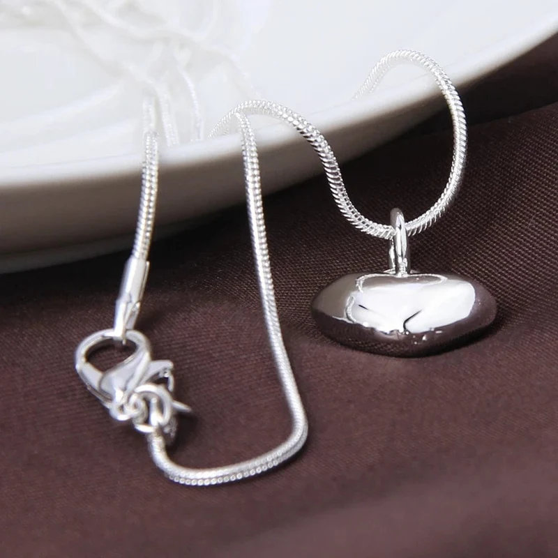 DOTEFFIL 925 Sterling Silber Massive Kleine Herz Anhänger Halskette 16-30 Zoll Schlangenkette Für Frauen Hochzeit Charm Modeschmuck