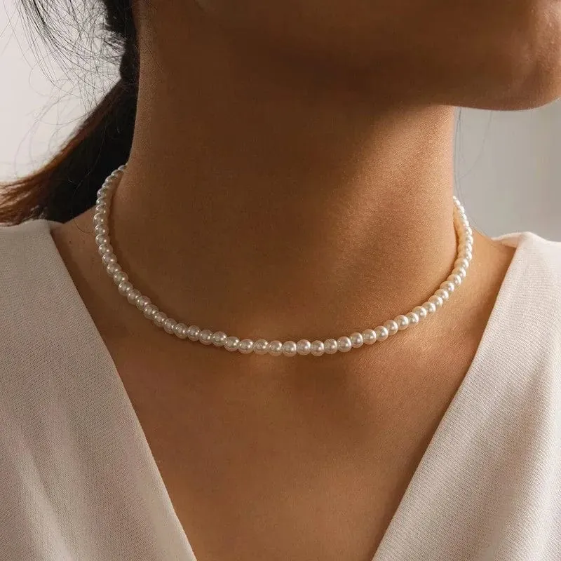 LATS Perlen Damen Halskette Kpop Perlen Choker Halskette Gold Farbe Goth Chocker Schmuck Anhänger Halsketten 2022 Halsband für Mädchen