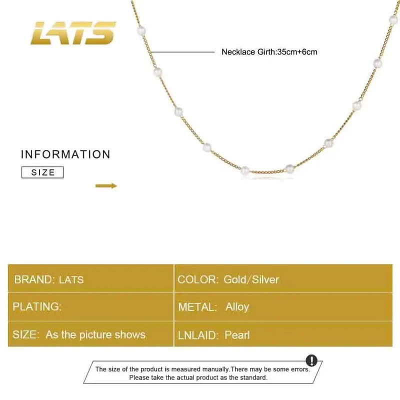 LATS Perlen Damen Halskette Kpop Perlen Choker Halskette Gold Farbe Goth Chocker Schmuck Anhänger Halsketten 2022 Halsband für Mädchen