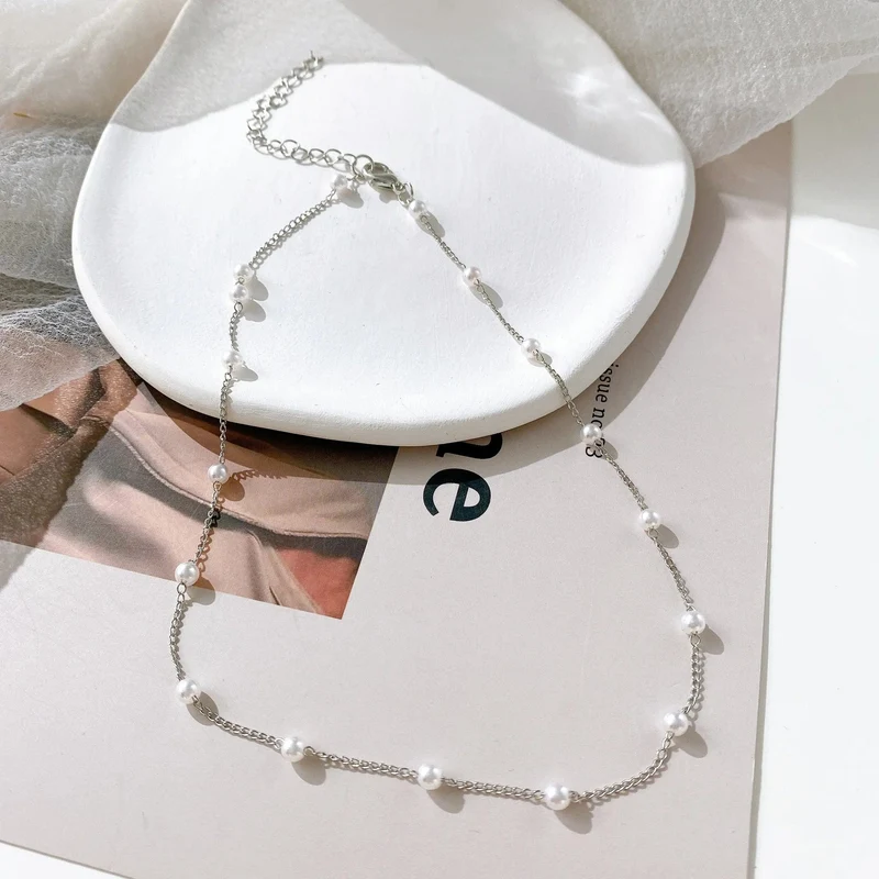 LATS Perlen Damen Halskette Kpop Perlen Choker Halskette Gold Farbe Goth Chocker Schmuck Anhänger Halsketten 2022 Halsband für Mädchen