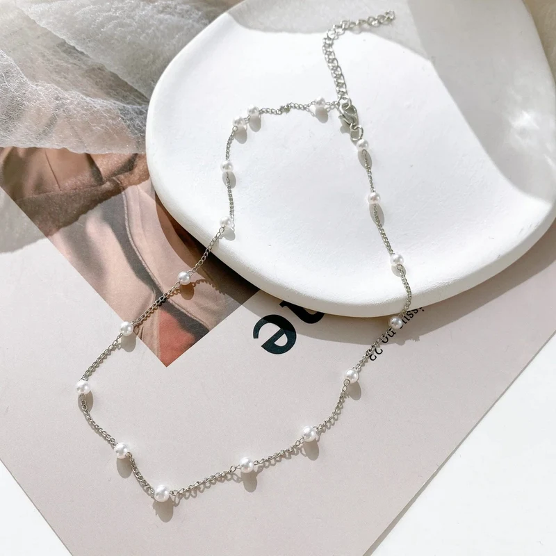 LATS Perlen Damen Halskette Kpop Perlen Choker Halskette Gold Farbe Goth Chocker Schmuck Anhänger Halsketten 2022 Halsband für Mädchen