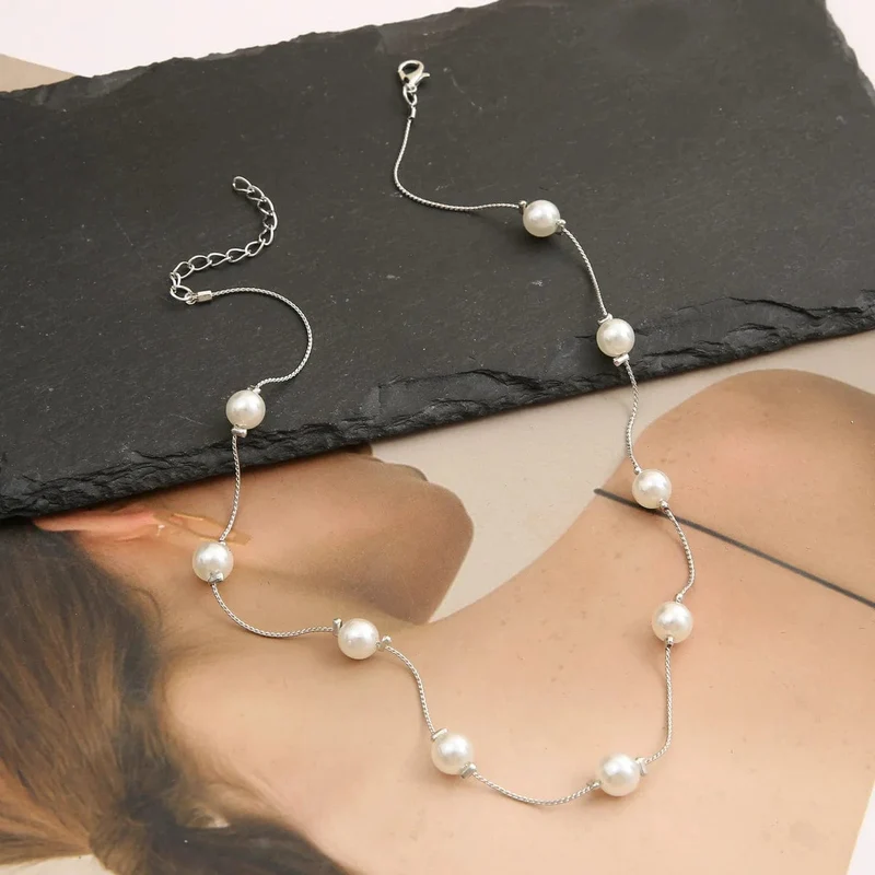 LATS Perlen Damen Halskette Kpop Perlen Choker Halskette Gold Farbe Goth Chocker Schmuck Anhänger Halsketten 2022 Halsband für Mädchen