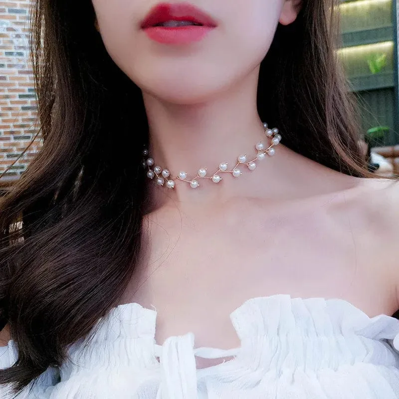 LATS Perlen Damen Halskette Kpop Perlen Choker Halskette Gold Farbe Goth Chocker Schmuck Anhänger Halsketten 2022 Halsband für Mädchen