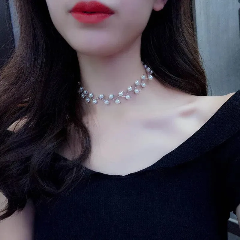 LATS Perlen Damen Halskette Kpop Perlen Choker Halskette Gold Farbe Goth Chocker Schmuck Anhänger Halsketten 2022 Halsband für Mädchen