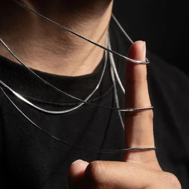 Punk Hip-Hop 2MM Schlangengliederkette 925 Sterling Silber Halskette für Männer Frauen Silber Männerschmuck Geschenke Cadenas Para Hombre