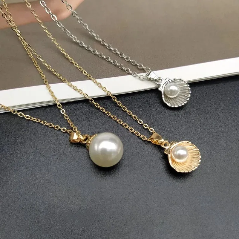 Trendy Sommer Shell Imitation Perle Anhänger Halskette Für Frauen Mode Kragen Hals Schmuck Großhandel Dropshipping