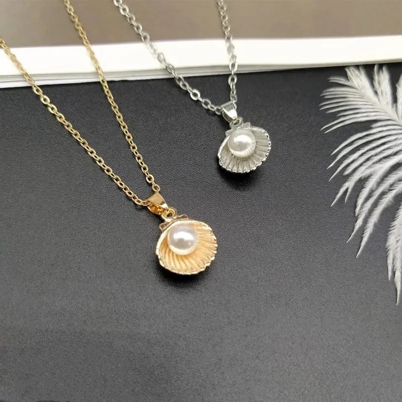Trendy Sommer Shell Imitation Perle Anhänger Halskette Für Frauen Mode Kragen Hals Schmuck Großhandel Dropshipping