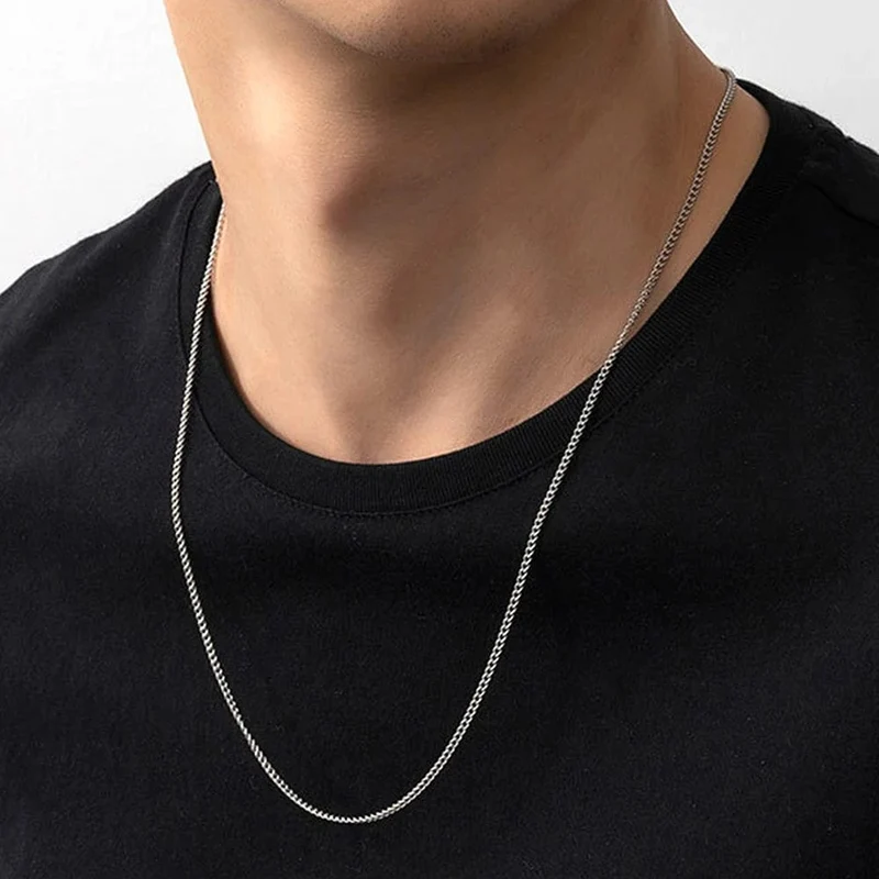 Edelstahl Goldfarbene Kette Halskette für Männer Lange Kette Choker Herren Kragen Hals Spitze DIY Anhänger Silberfarbene Kordel Hummer
