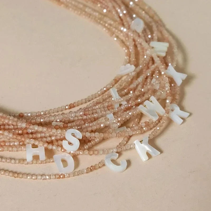 Neue Mode 26 Brief Shell Choker Halsketten Für Frauen Glänzende Kristall Perlen Schlüsselbein Chian Weibliche Hals Anhänger Halskette Schmuck