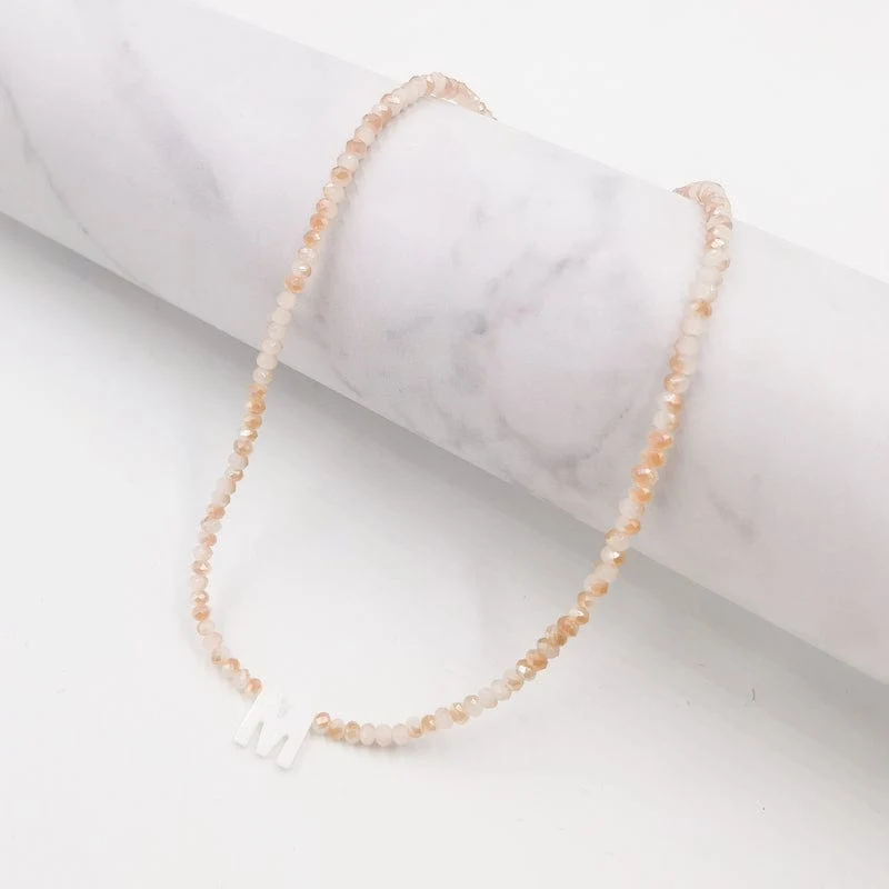 Neue Mode 26 Brief Shell Choker Halsketten Für Frauen Glänzende Kristall Perlen Schlüsselbein Chian Weibliche Hals Anhänger Halskette Schmuck