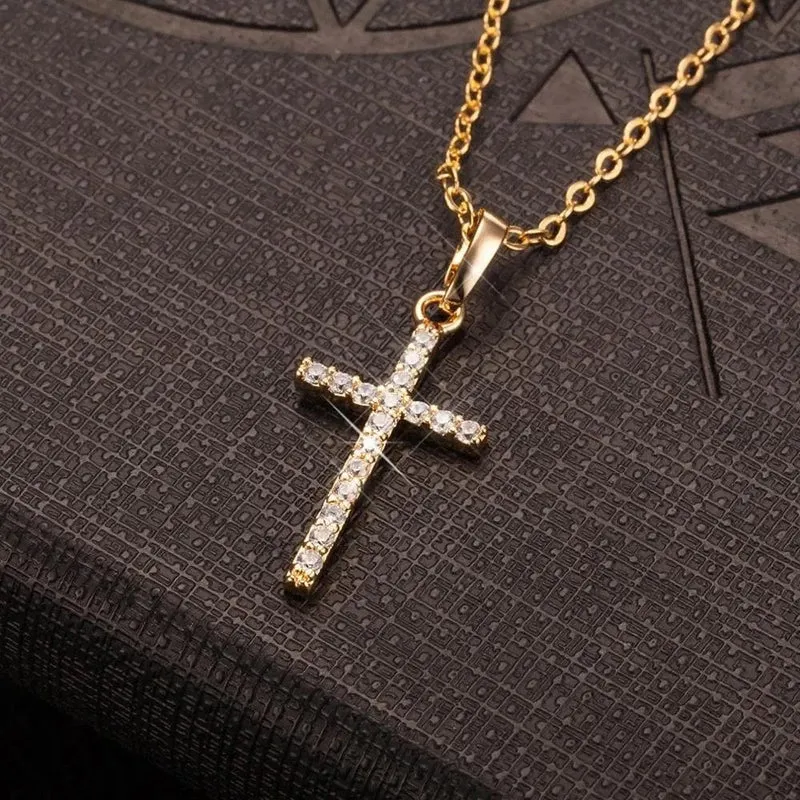 Neue Rosa Kreuz Halsketten für Frauen Y2k Mode Gothic Paar Schmuck Metall Ketten Colliers Anhänger Halskette Partei Schmuck Geschenke
