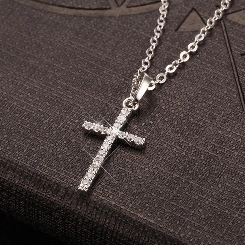 Neue Rosa Kreuz Halsketten für Frauen Y2k Mode Gothic Paar Schmuck Metall Ketten Colliers Anhänger Halskette Partei Schmuck Geschenke