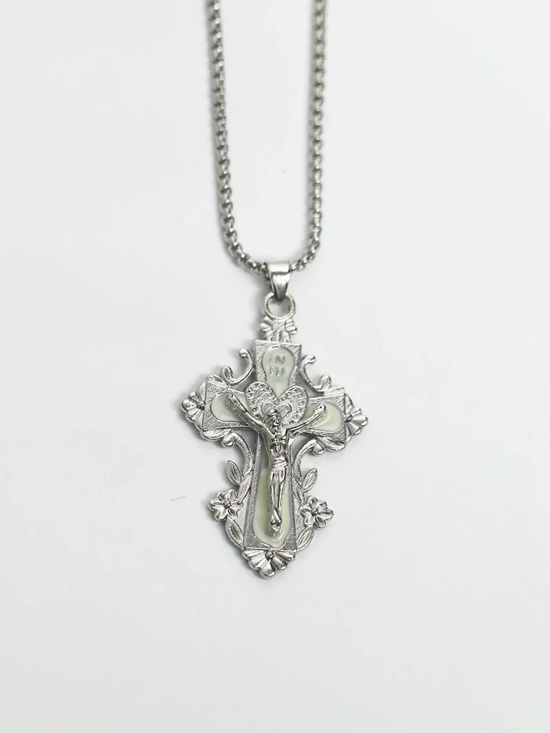 Neue Rosa Kreuz Halsketten für Frauen Y2k Mode Gothic Paar Schmuck Metall Ketten Colliers Anhänger Halskette Partei Schmuck Geschenke