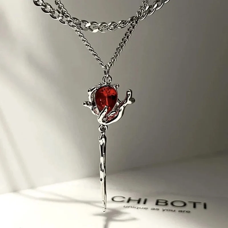 Neue Rosa Kreuz Halsketten für Frauen Y2k Mode Gothic Paar Schmuck Metall Ketten Colliers Anhänger Halskette Partei Schmuck Geschenke