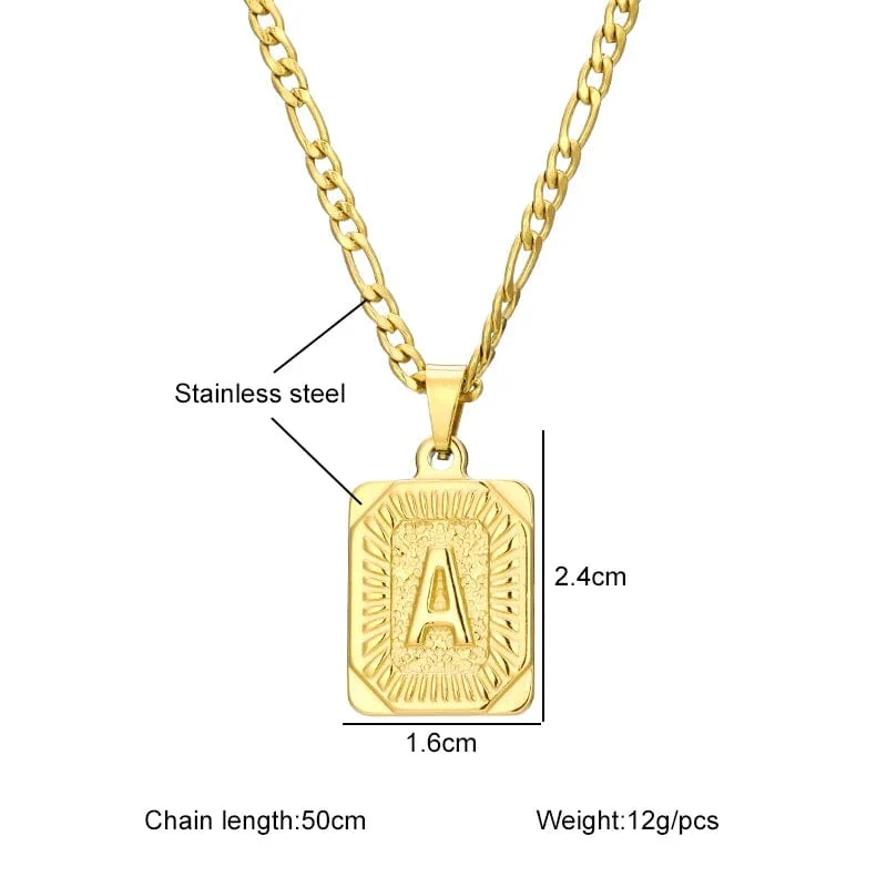 Halskette mit Anfangsbuchstaben-Anhänger aus Edelstahl, goldene kubanische Kette, AZ, Alphabet, Namensschmuck für Männer und Frauen, Geschenk