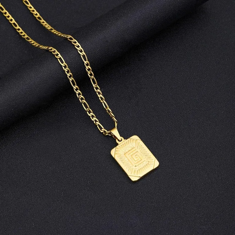 Halskette mit Anfangsbuchstaben-Anhänger aus Edelstahl, goldene kubanische Kette, AZ, Alphabet, Namensschmuck für Männer und Frauen, Geschenk