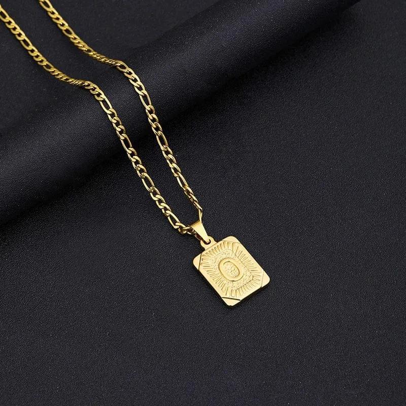 Halskette mit Anfangsbuchstaben-Anhänger aus Edelstahl, goldene kubanische Kette, AZ, Alphabet, Namensschmuck für Männer und Frauen, Geschenk