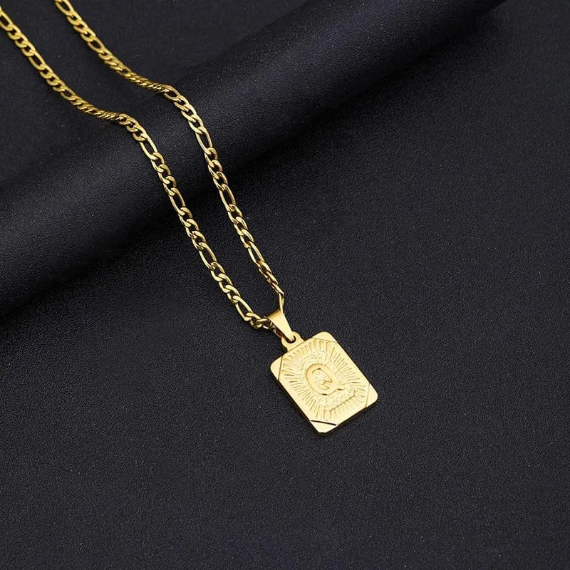 Halskette mit Anfangsbuchstaben-Anhänger aus Edelstahl, goldene kubanische Kette, AZ, Alphabet, Namensschmuck für Männer und Frauen, Geschenk