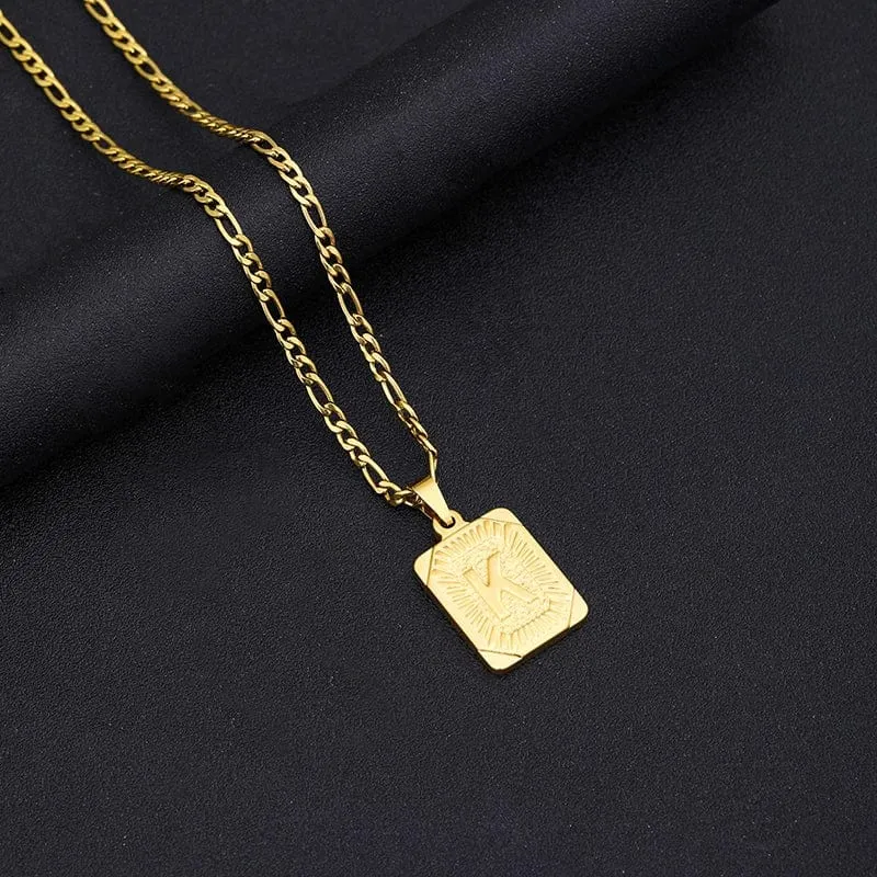 Halskette mit Anfangsbuchstaben-Anhänger aus Edelstahl, goldene kubanische Kette, AZ, Alphabet, Namensschmuck für Männer und Frauen, Geschenk