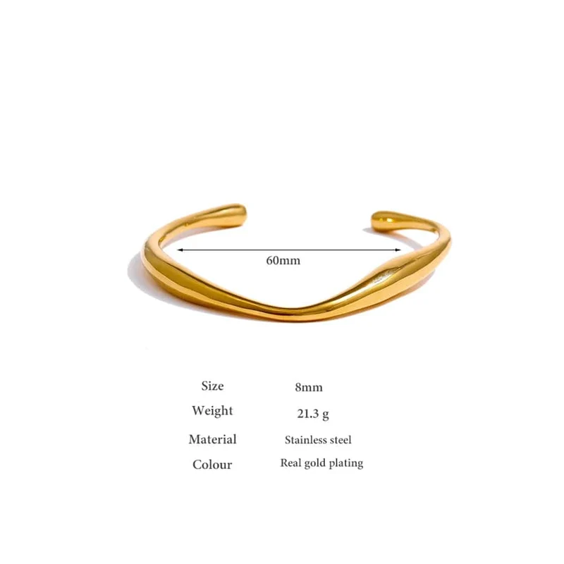 Yhpup Öffnung 316 Edelstahl Handgelenk Armband Armreif Gold Farbe Minimalistischen Textur Aussage Marke Schmuck für Frauen Party