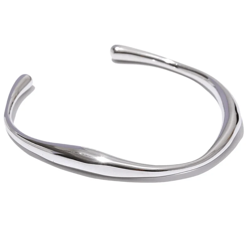 Yhpup Öffnung 316 Edelstahl Handgelenk Armband Armreif Gold Farbe Minimalistischen Textur Aussage Marke Schmuck für Frauen Party