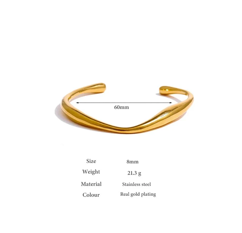Yhpup Öffnung 316 Edelstahl Handgelenk Armband Armreif Gold Farbe Minimalistischen Textur Aussage Marke Schmuck für Frauen Party