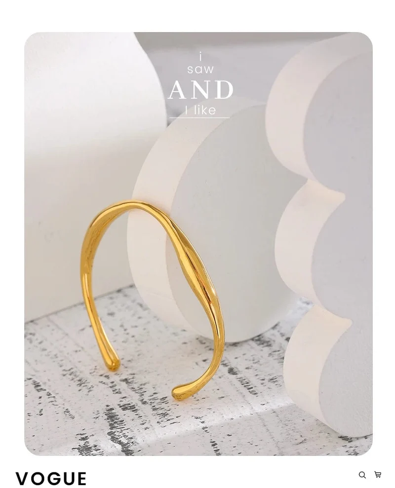 Yhpup Öffnung 316 Edelstahl Handgelenk Armband Armreif Gold Farbe Minimalistischen Textur Aussage Marke Schmuck für Frauen Party