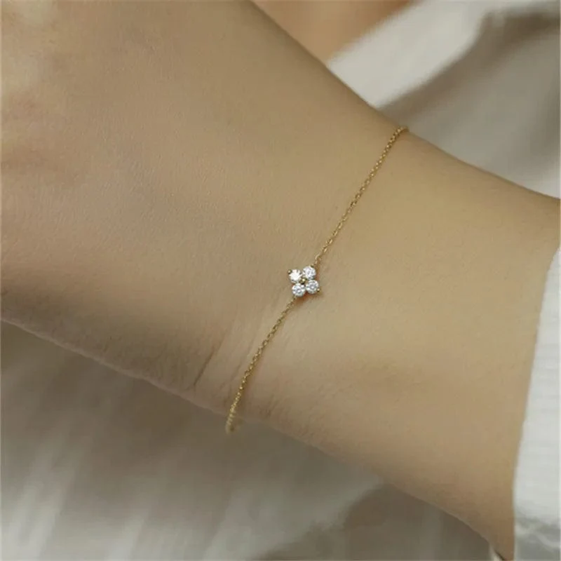 CANNER Echt S925 Sterling Silber Mini Zirkon Blume Anhänger Armband Kette für frauen Edlen Schmuck Geschenke Gold Armbänder Armreifen