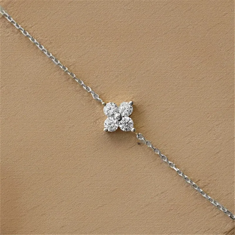 CANNER Echt S925 Sterling Silber Mini Zirkon Blume Anhänger Armband Kette für frauen Edlen Schmuck Geschenke Gold Armbänder Armreifen