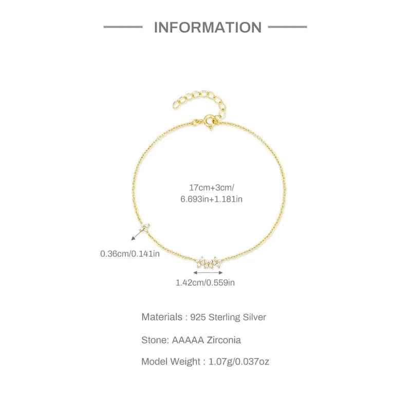 CANNER Echt S925 Sterling Silber Mini Zirkon Blume Anhänger Armband Kette für frauen Edlen Schmuck Geschenke Gold Armbänder Armreifen