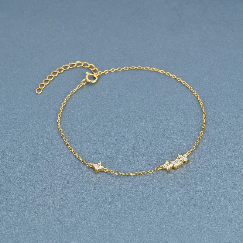 CANNER Echt S925 Sterling Silber Mini Zirkon Blume Anhänger Armband Kette für frauen Edlen Schmuck Geschenke Gold Armbänder Armreifen