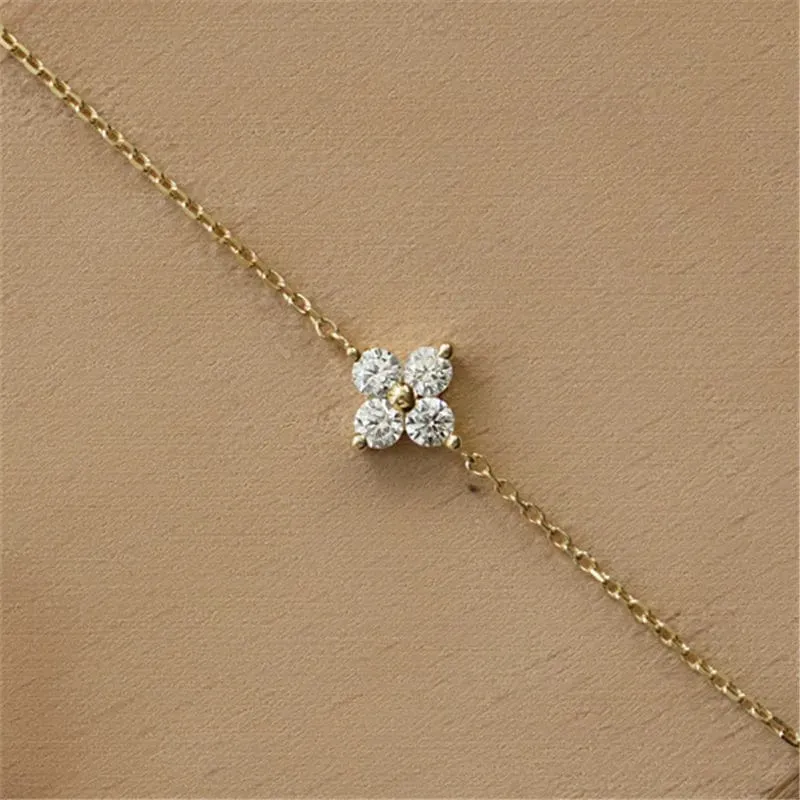 CANNER Echt S925 Sterling Silber Mini Zirkon Blume Anhänger Armband Kette für frauen Edlen Schmuck Geschenke Gold Armbänder Armreifen