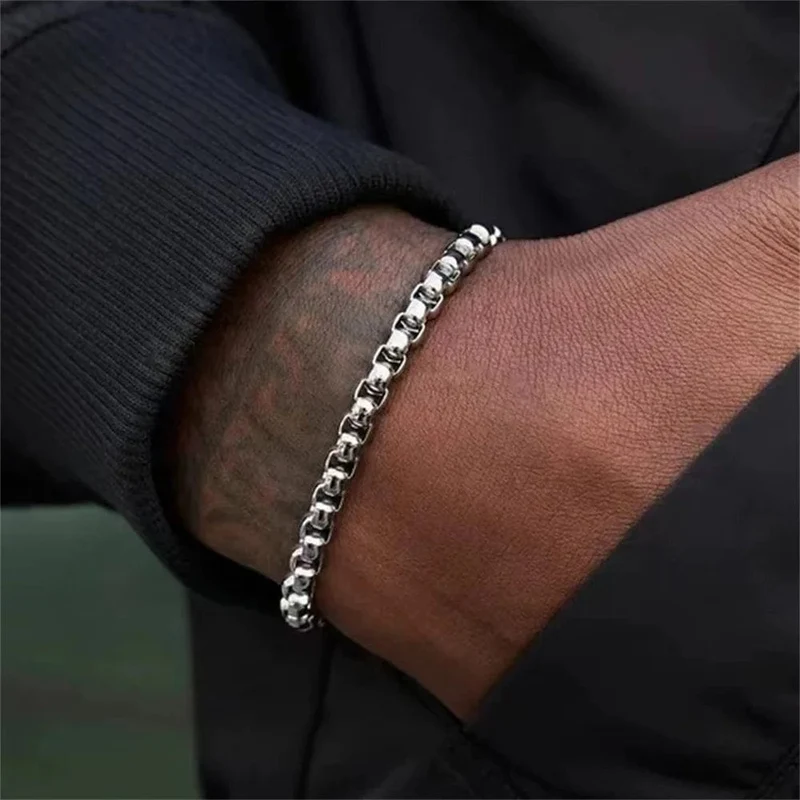 Edelstahl Quadratische Kugelkette Armband Männer Titan Stahl Schmuck Hip-Hop Armband Für Frauen Mode Trend Zubehör Gif