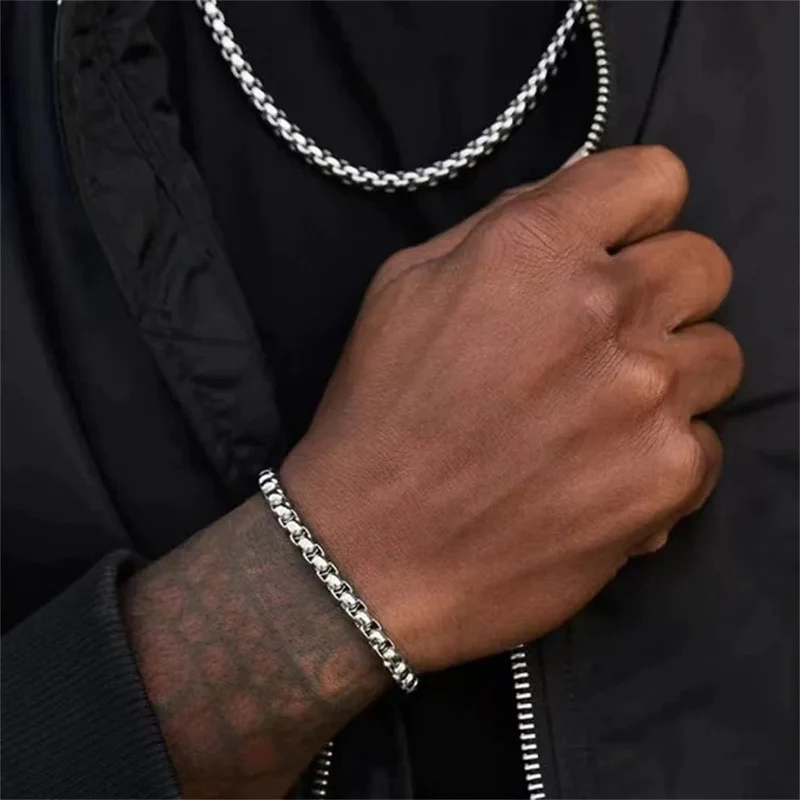 Edelstahl Quadratische Kugelkette Armband Männer Titan Stahl Schmuck Hip-Hop Armband Für Frauen Mode Trend Zubehör Gif
