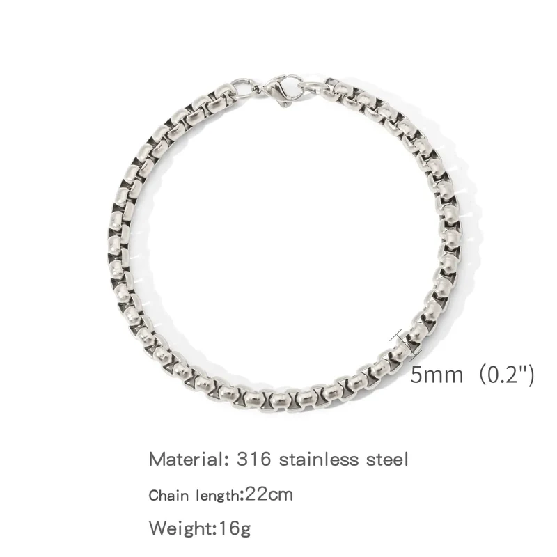 Edelstahl Quadratische Kugelkette Armband Männer Titan Stahl Schmuck Hip-Hop Armband Für Frauen Mode Trend Zubehör Gif