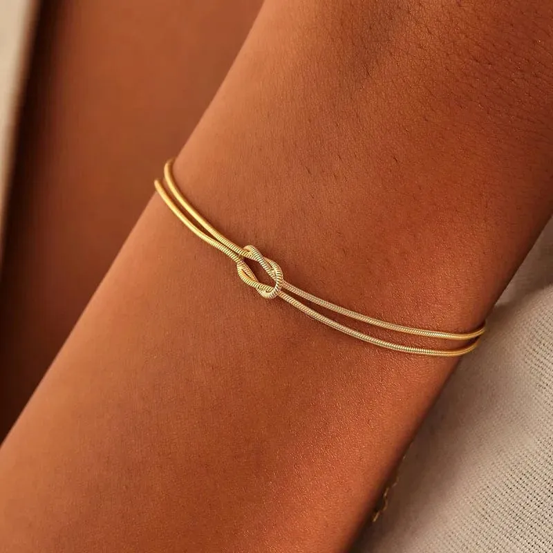 Edelstahl Knoten Schlangenkette Handgemachtes Knotenarmband Gold Silber Farbe Valentinstag Schmuck Geschenke